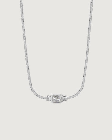 SQUARE DIAMOND PENDANT NECKLACE SILVER - STUDIO JO STORE